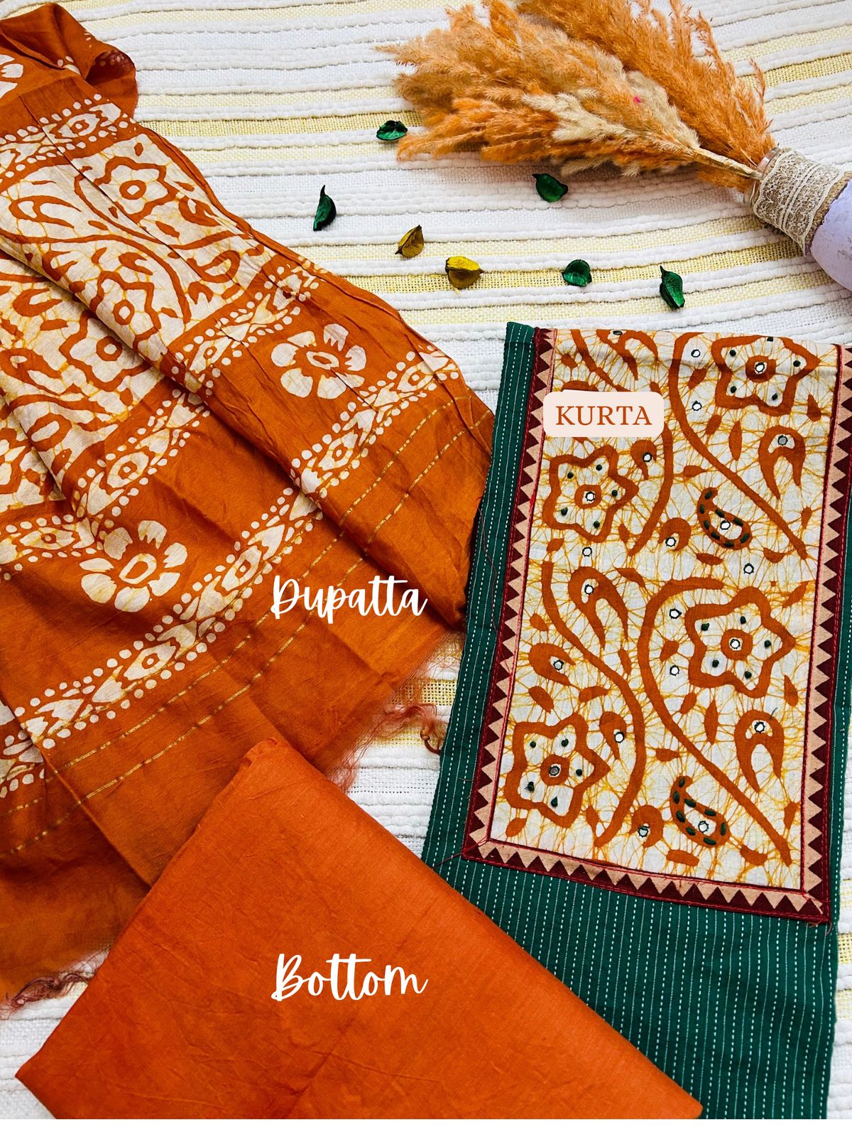 Rust Brown & Green Cotton Suit - Image 1